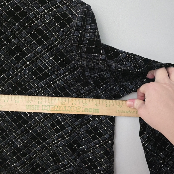 Vtg Jacket Womens 14/16 W Black Velvet Sparkle Dressy Preppy Clueless Academia - Picture 8 of 11